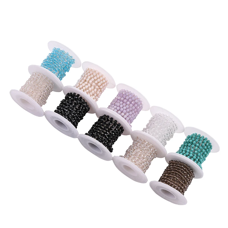 

Разноцветные бусины на цепочке, стеклянные Хрустальные Бусины, ожерелье, аксессуары «сделай сам», цепочка для очков, для изготовления ювели...