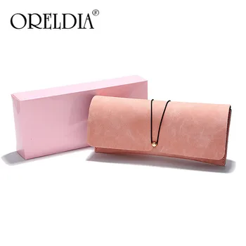 

ADD LOGO Pink Sunglasses Case Portable Storage Box Female Simple Retro Fashion Frosted Leather Glasses Eyeglass Packaging
