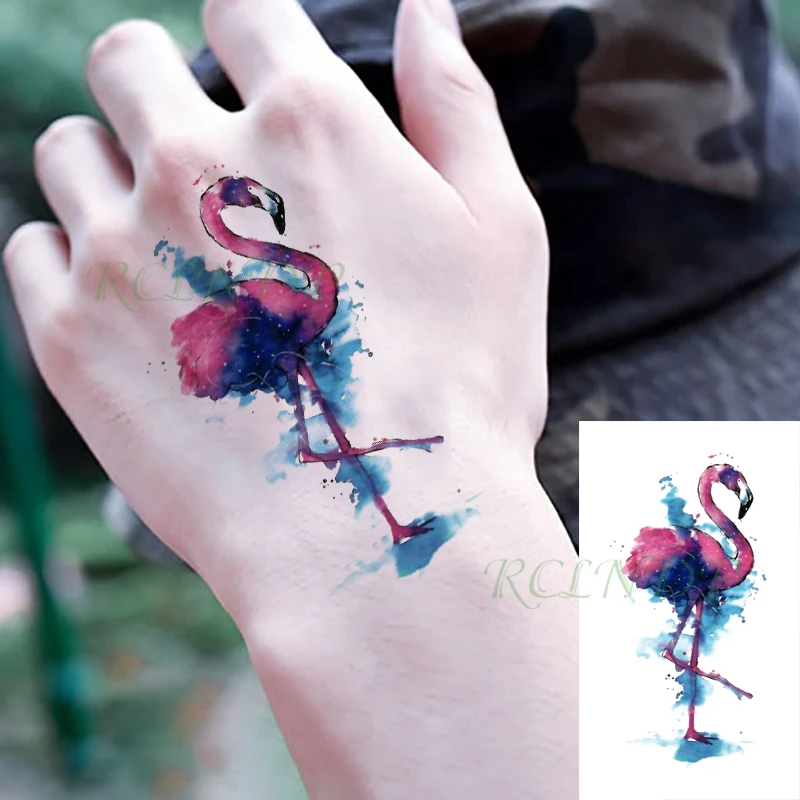 Waterproof Temporary Tattoo Sticker Flamingo Bird Watercolors Design Flash Tatoo Fake Tatto Hand Leg Arm For Kids Men Women Temporary Tattoos Aliexpress