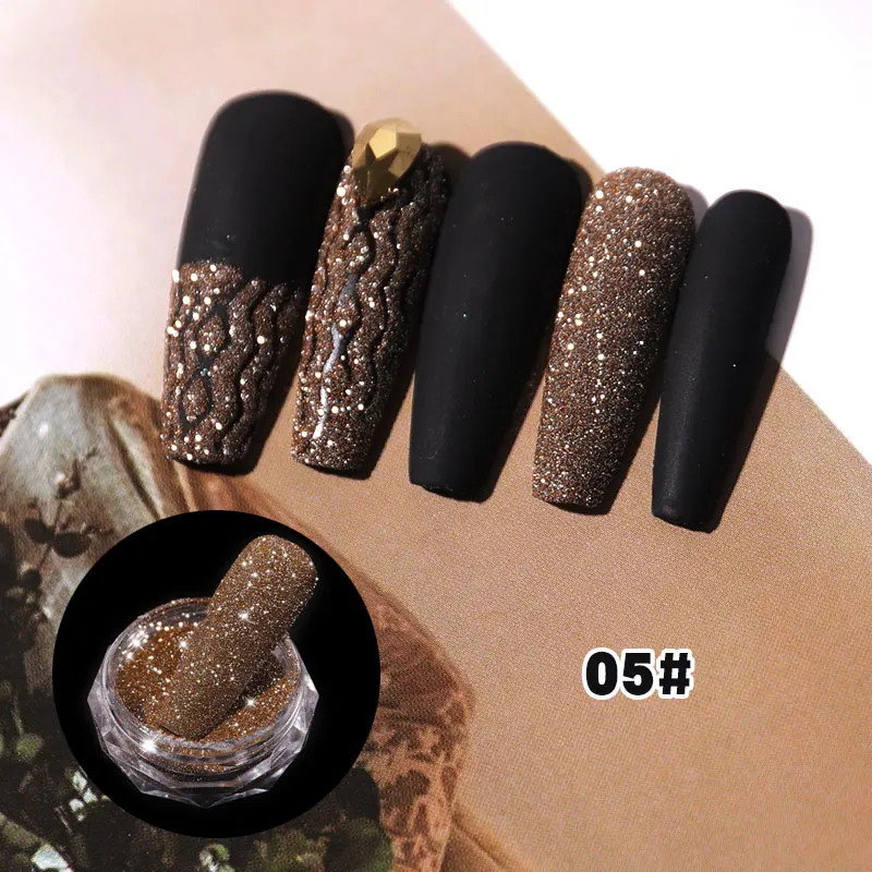 Nail Powder 1Box Sparkling Diamond Nail Powder Laser Silver Reflective Nail Glitter Dust Fine Shiny Pigment Holographic Art Decorations