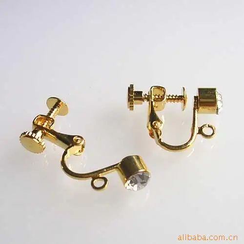 DIY серьги аксессуары с инкрустацией стразами с висячим регулируемый винт клип-на медные покрытые аксессуары просечки клип-на скрытый C