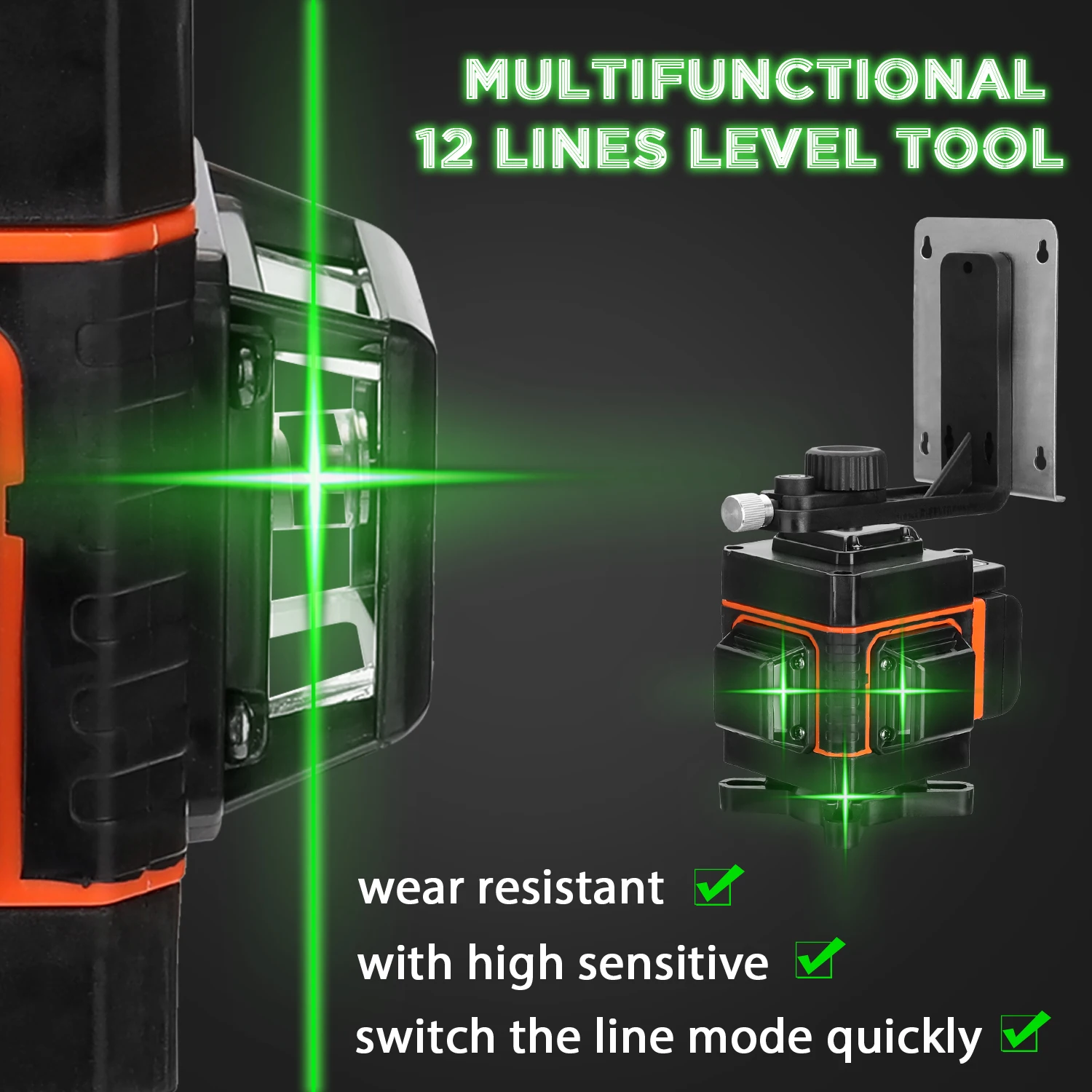 4D Laser Level 16 Lines Grünes Licht 360° Selbstnivellierend Kreuzlinienlaser DE 