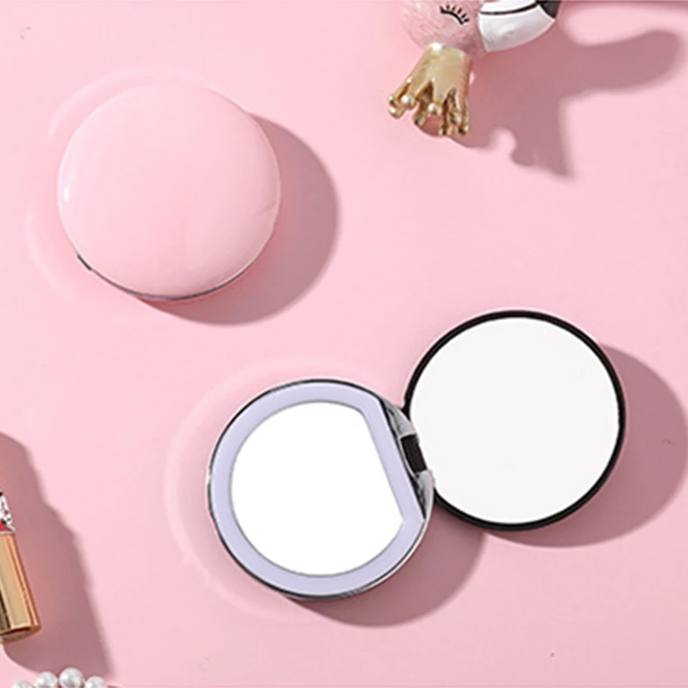 3X Magnifying Foldable LED Light Mini Makeup Mirror Compact Pocket Face Lip Cosmetic Mirror Travel Portable 5