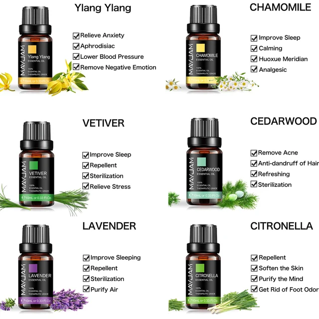 10ml Jasmine Essential Oil Diffuser Aroma Oils Lavender Vanilla Vetiver