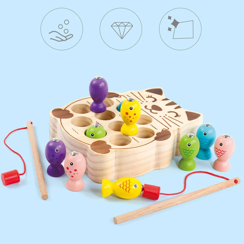 Деревянные игрушки Монтессори магнитная рыболовная игра игрушка деревянная