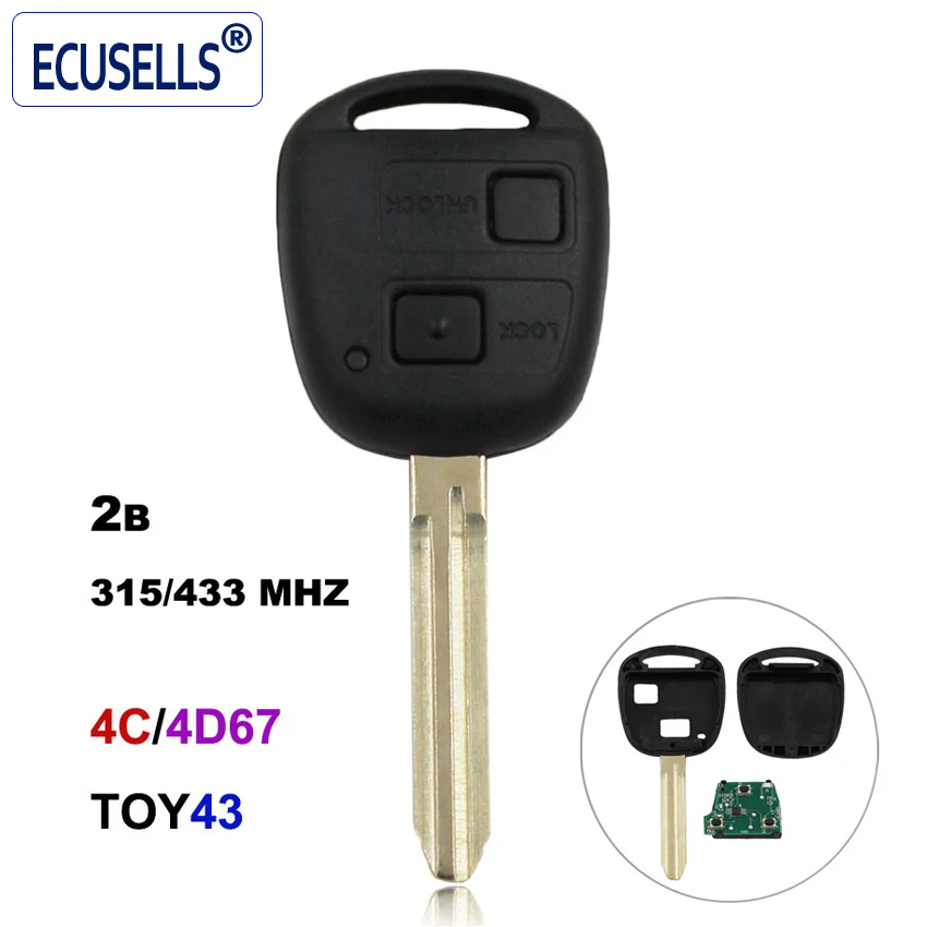 2-кнопочный БЕСКЛЮЧЕВОЙ пульт дистанционного управления брелок для Toyota 315/433 МГц с