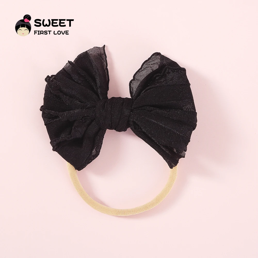 headband 1 1 шт., Кружевная повязка на голову с бантом для девочек, тканевый бант, аксессуары для волос, лента для волос с милым бантом, эластичный нейлоновый головной убор - Цвет: headband 1