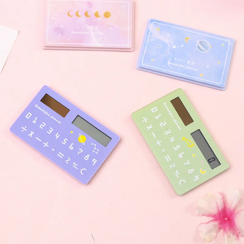 Dream Galaxy series solar energy creative Mini student calculator card type portable office supplies |