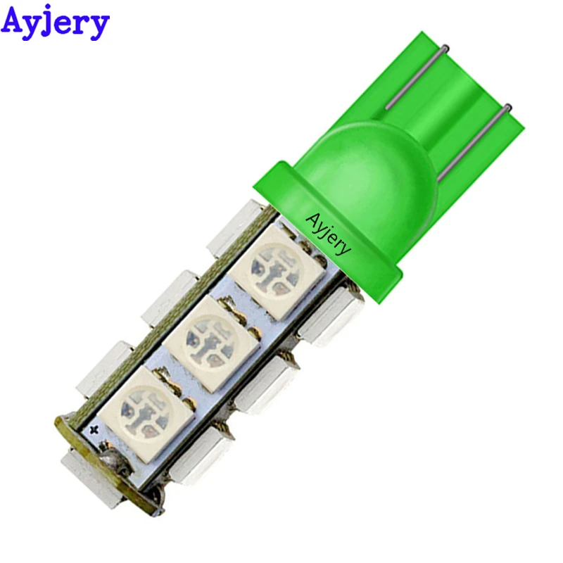 

AYJERY 100 Pcs 12V T10 5050 194 168 W5W 13 SMD 13 LED Super Bright Light Bulb Parking Reading Light White Blue Red Auto Lighting