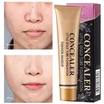 

Gold Tube Foundation Concealer Waterproof Facial Make-up Long-lasting Cover Hide Facial Blemishes J9