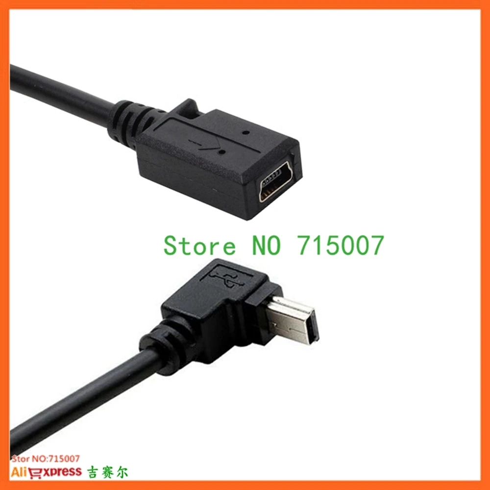 Мини-usb 2,0 Up& DO& Left& Right 5Pin мужчин и женщин удлинитель для gps тахографа 25 см черный - Цвет: DO