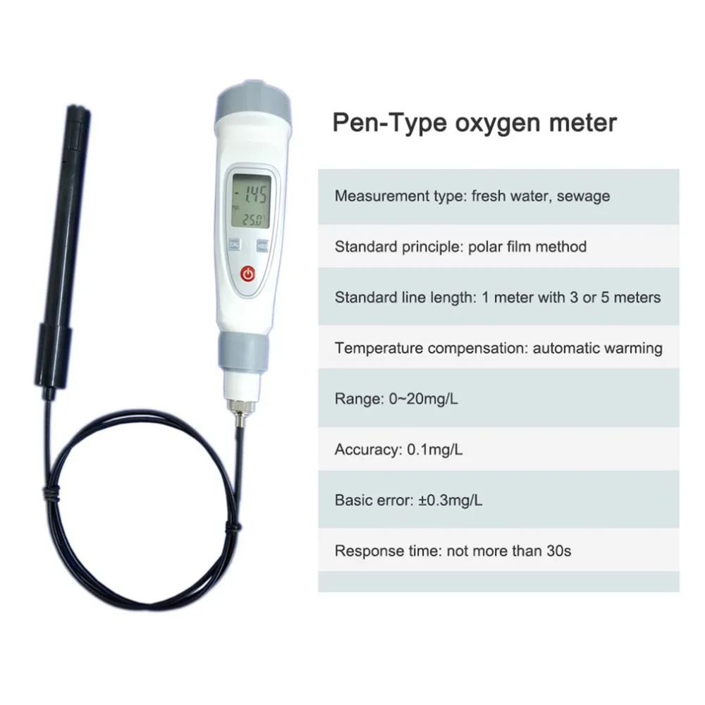 Портативный Измеритель Растворенного кислорода, цифровой измеритель качества воды, монитор чистоты, фильтр для измерения с подсветкой
