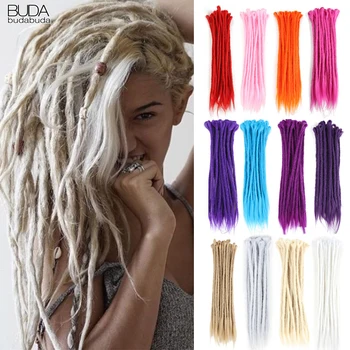 Estensioni dei capelli delle trecce di Dreadlocks fatte a mano da 20 pollici per gli uomini 10 fili intrecciati sintetici all'uncinetto capelli Ombre per le donne blu rosso