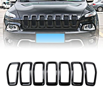 

Front Grille Inserts Grill Cover Trim Kit for 2014-2018 Jeep Cherokee 4-Door Car Accessories