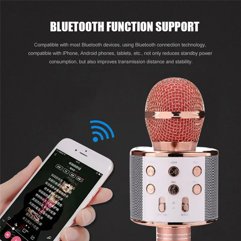 Беспроводной светящийся микрофон Bluetooth домашний динамик микрофона для караоке
