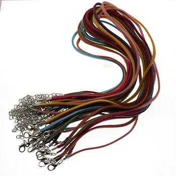 

20pcs/lot Width 3mm, Suede Leather Cord String Necklace Chain with Lobster Clasp for DIY Jewelry Making Findings Z571
