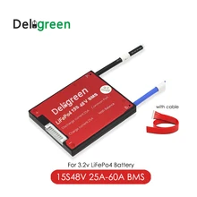 Deligreen 15С 54в bms 25A 35A 45A 60A PCB для 18650 литий-ионный аккумулятор 3,2 В Номинальная Lifepo4 батарейный блок из водонепроницаемого материала