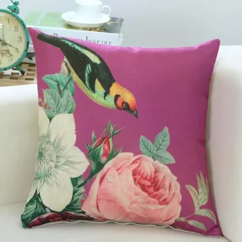 

Beautiful Flower Pattern Series Cushion Cover Spring Bird Floral Pattern Pillow Linen 45x45cm Living Room Sofa Decorative Pillow