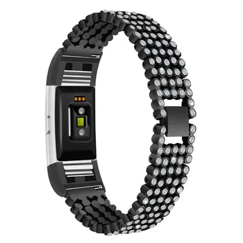 

Adjustable Rhinestones Replacement Wristband Bracelet Zinc Alloy Metal Watch Band Metal Bands Compatible For Fit bit Charge 2