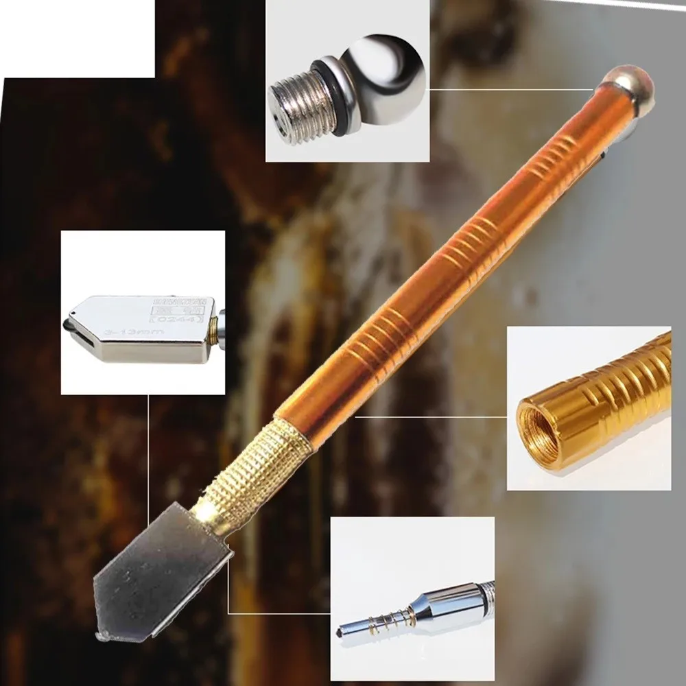

Glass Cutter Diamond Cutter Six-wheel Round Handle High-strength Roller Mahogany Round Flat Cutting Tool Multifunctional Portabl
