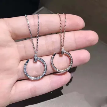 

Luxury High Quality Real S925 Nail Pendant Fine Jewelry Necklace Pendants Chain Fashion Accessories Jewel Womon Lady Girl Gifts
