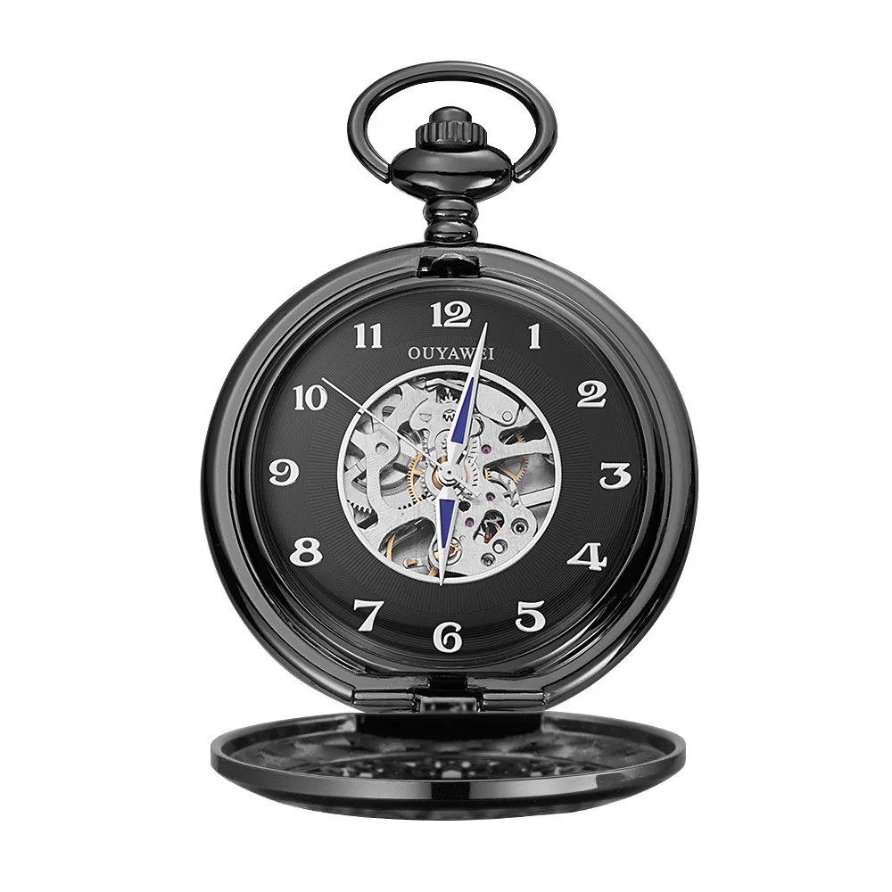 

Europe-asia wei ouyawei Vintage Hand-Wound Transparent Back Mechanical Pocket Watch