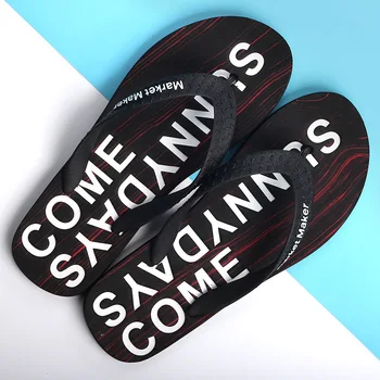 

Men Beach Flip Flops Letters Summer Flat Shoes Breathable Slip-on Male Fashion Sandals Non-Slip Soft Mens Casual Slippers 2020