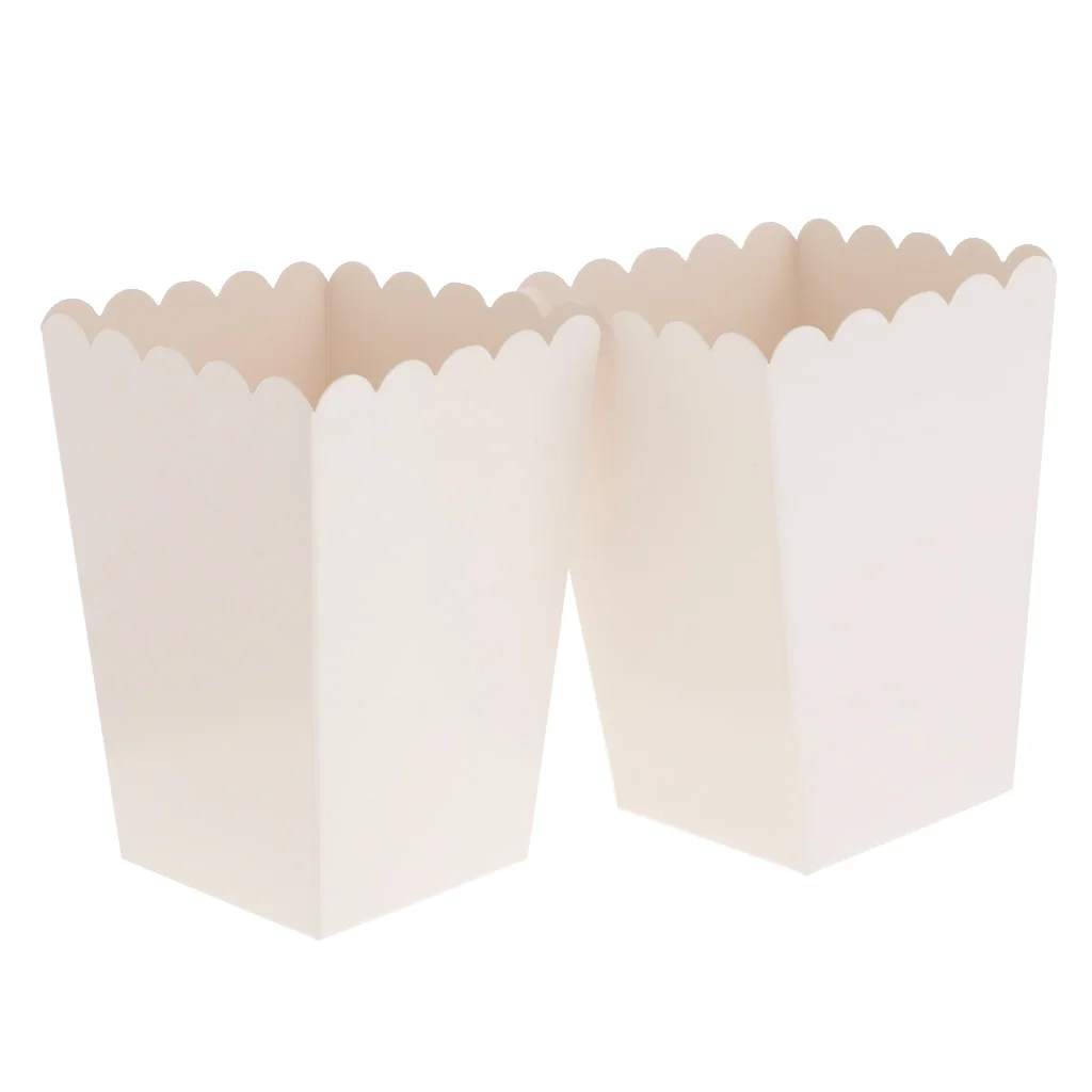 12x Pure White Popcorn TREAT BOXES Container- Birthday Party Favour