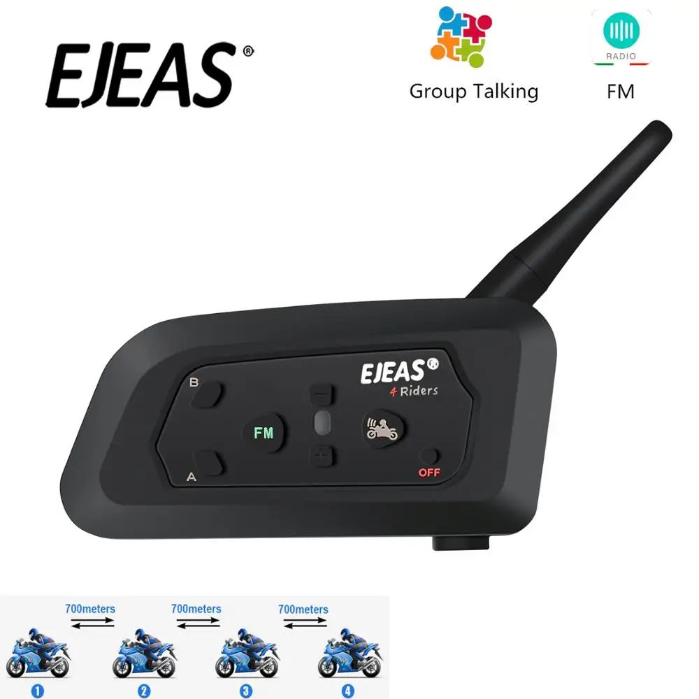 EJEAS V4 Pro Интерком Мото шлем Bluetooth гарнитура 850 мАч 4 человека Cascos Inalambricos динамик