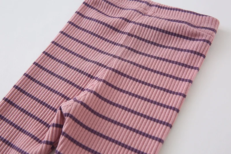 Весенне-осенние хлопковые трикотажные леггинсы в полоску для маленьких девочек г. Детские повседневные универсальные обтягивающие штаны