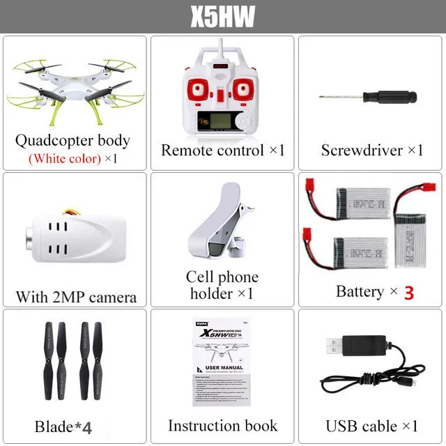 Дрон X5HW с камерой HD Wifi FPV Selfie Drone дроны Квадрокоптер, Радиоуправляемый вертолет Квадрокоптер RC Drons игрушки(X5SW обновление - Цвет: White 720P 3 battery