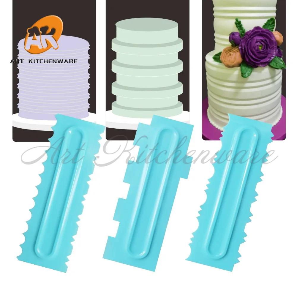  Plastic Butter Cream Smoother Grooves Cake Scraper Chocolate Smoother Spatulas Cake Decorating Mold