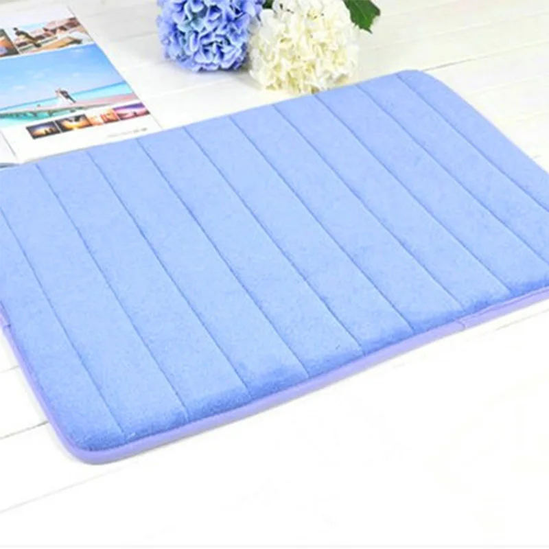 3 pieces / set of bathroom cushions flannel non-slip kitchen bathroom mat carpet bathroom bathroom carpet washable carpet - Цвет: Sky blue 40 60CM