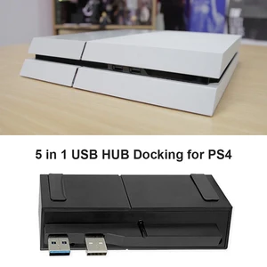 Image 4 - 5 في 1 USB HUB محطة إرساء لسوني بلاي ستيشن 4 PS4 وحدة التحكم 1 USB 3.0 4 2.0 التوسع محول موزع محطة