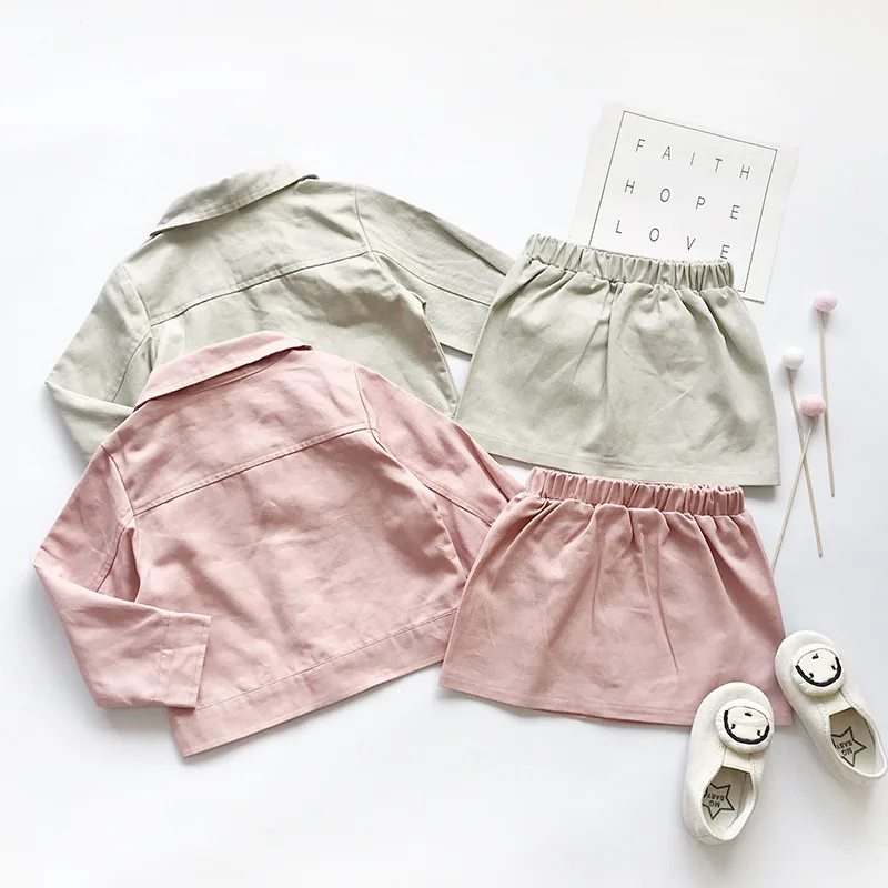 Комплект одежды для девочек модная однотонная куртка с длинными рукавами и юбка-карандаш комплект одежды для маленьких детей 2-7 лет, 2019