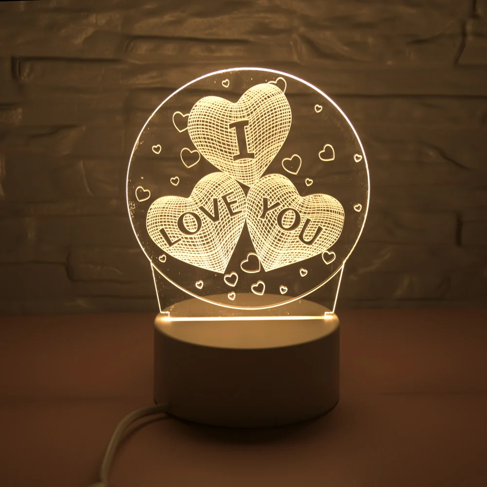 EU Plug LED 3D Lamp Illusion Switch Night Light DIY Acrylic Night Light Warm White Home Decor Atmosphere Christmas Gift lantern