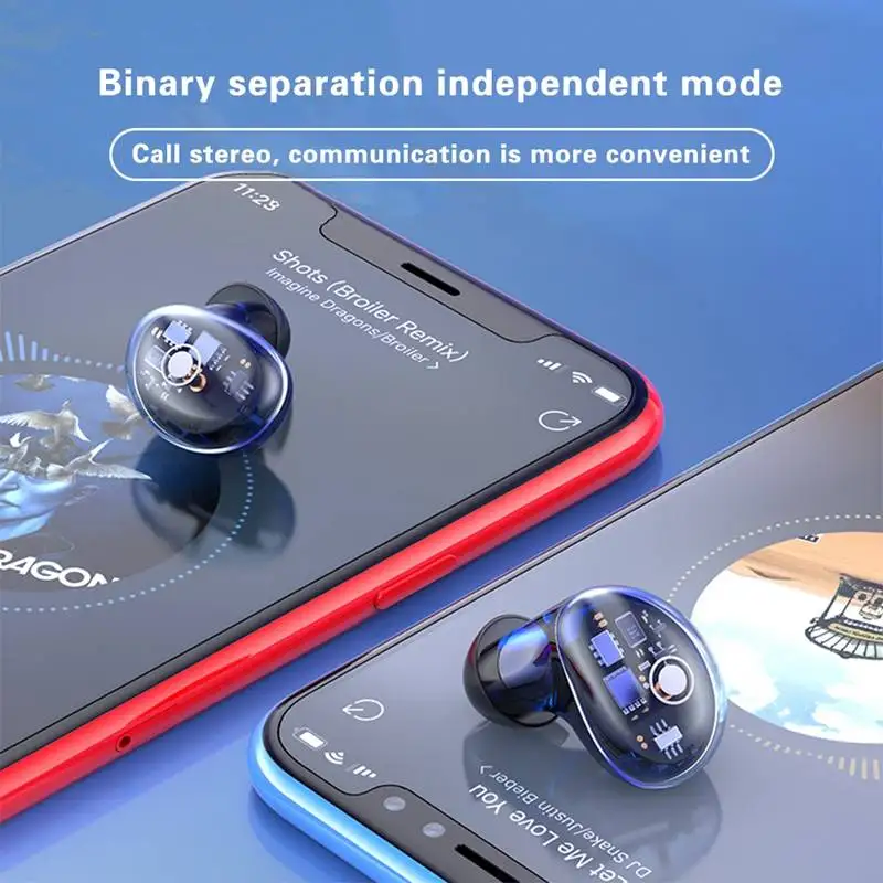 LEORY X7 TWS Беспроводные bluetooth 5,0 наушники HiFi бас активный шумоподавление сенсорное управление прозрачные наушники с микрофоном