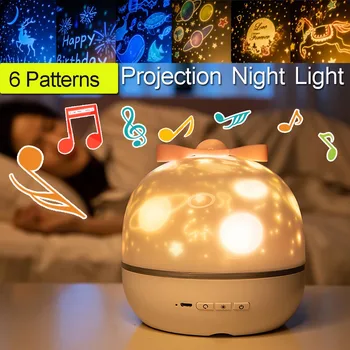 

Music Projector Night Light With Music Box Chargeable Universe Starry Sky Rotate LED Lamp Colorful Flashing Star Kids Baby Gift