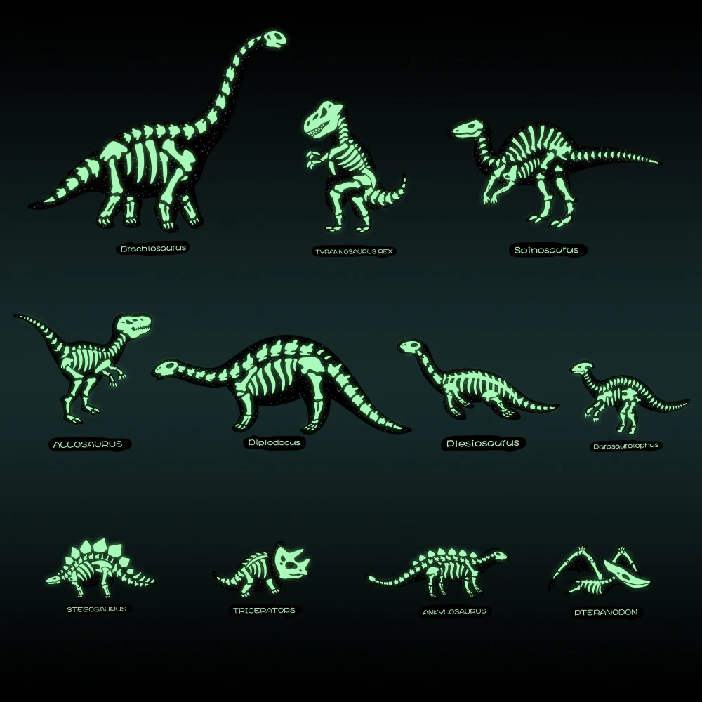 Динозавр Fossil стикер светится в темноте детская комната украшение подарок ПВХ наклейка s фосфоресцирующий настенный Декор 3D стикер s