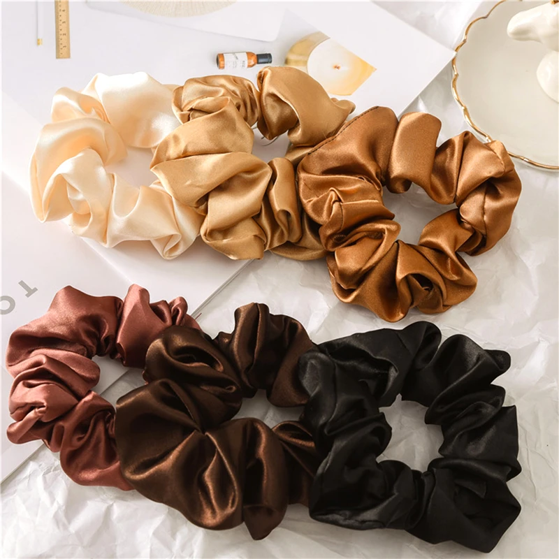 3.9 inch Women Silk Scrunchie Elastic Handmade Multicolor Hair Band Ponytail Holder Headband Hair Accessories hair clips