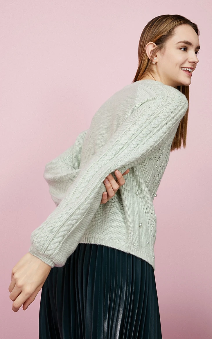Vero Moda свободный крой искусственный жемчуг o-образным вырезом жаккард с открытыми плечами вязать | 319313559