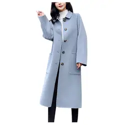 Jaycosin шикарное теплое офисное винтажное элегантное пальто уличная карманная ветровка с длинным рукавом Женский Тренч модная куртка на