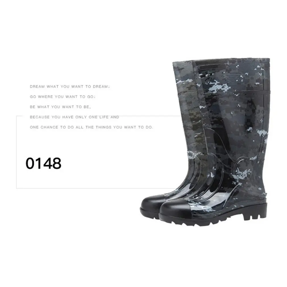 black camouflage Новинка; обувь для дождливой погоды; нескользящие водонепроницаемые сапоги на нескользящей подошве; резиновая Удобная уличная водонепроницаемая обувь с высоким берцем - Цвет: black camouflage