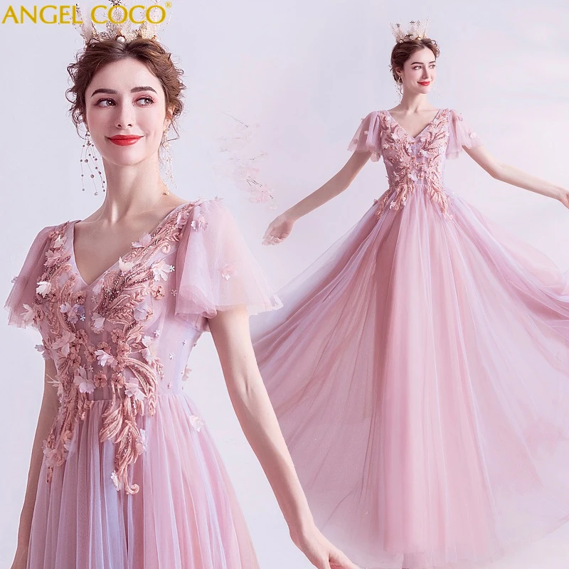 

Elegant Maternity Dresses Evening Long Beaded Sequined V neck A line Tulle Backless Floor Length Prom Party Gown Abendkleider