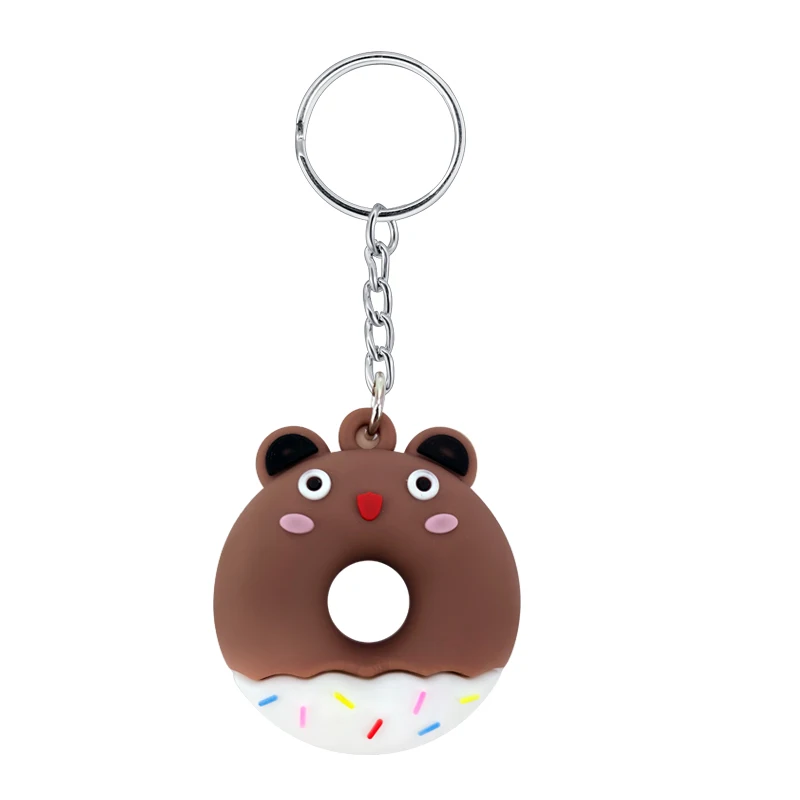 

New cartoon love bunny cute bear shape donut pendant PVC soft keychain pendant female