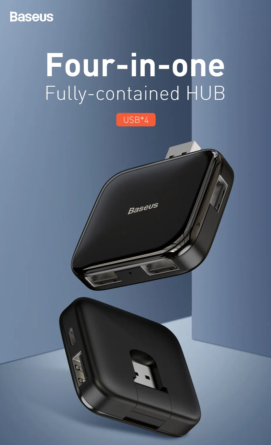 Baseus usb-хаб 2,0 мульти 4 в 1 USB порт Hab расширитель разветвитель usb-хаб адаптер с микро для ПК ноутбук компьютер аксессуары