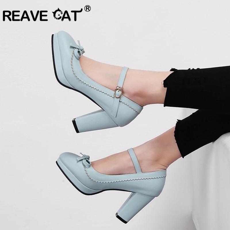 Reave Kat Grote 45 46 Vrouwen Strap Pumps Bows Platform Hoge Hakken Ronde Neus Partij Bruiloft Schoenen Bruids stiletto Black|Damespumps| - AliExpress