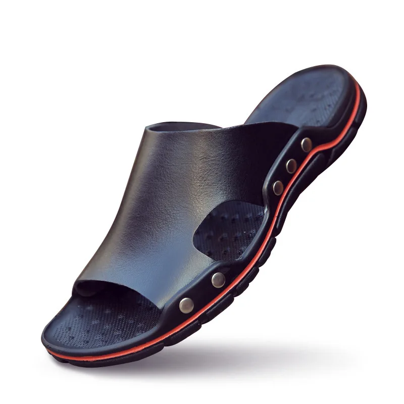 Г. verano nuevos zapatos casuales cómodos de cuero antideslizantes de fondo suave zapatos planos sandalias de hombre zapatilla