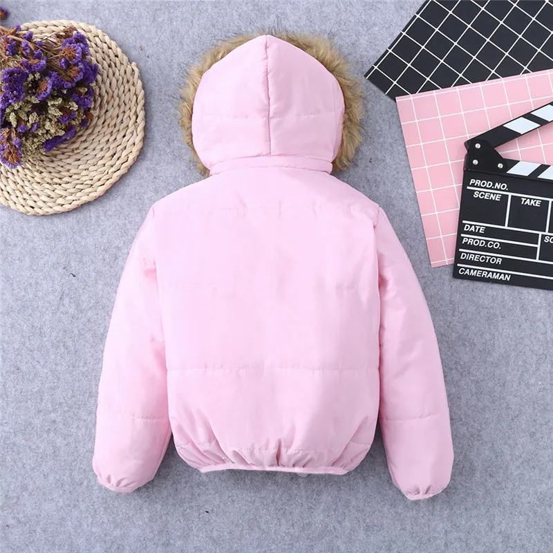 Kids Baby Toddler Boy Girl Warm Faux Fur Hooded Winter Jacket Coat Outerwear #3J24 (51)