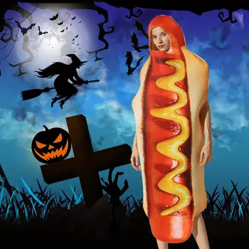 

Hot Dog Cosplay Costume Sandwich Costumes Christmas Halloween Party Dress Outfit Jumpsuit Role-Play Stage Performance Food Dress